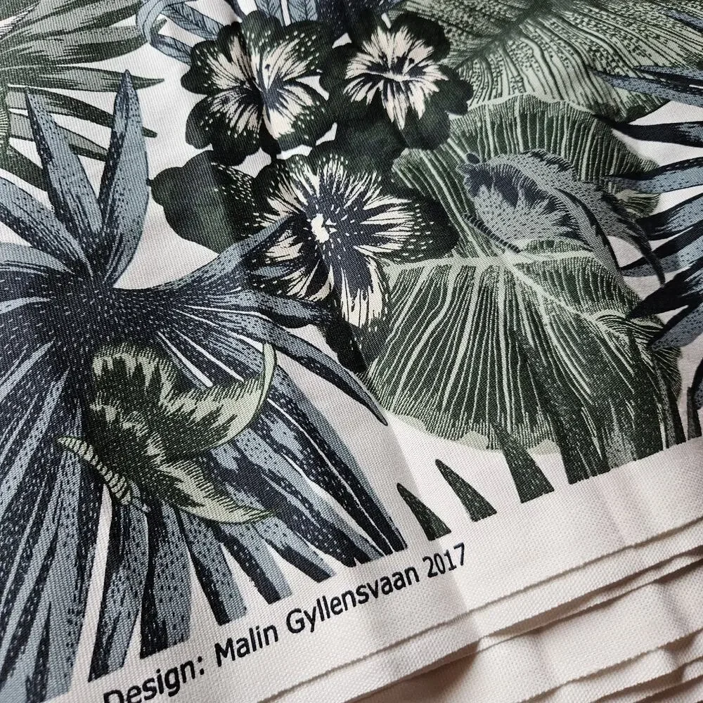 IKEA TORGERD Fabric Malin Gyllensvaan Drapery Upholstery Botanical Green 59x202